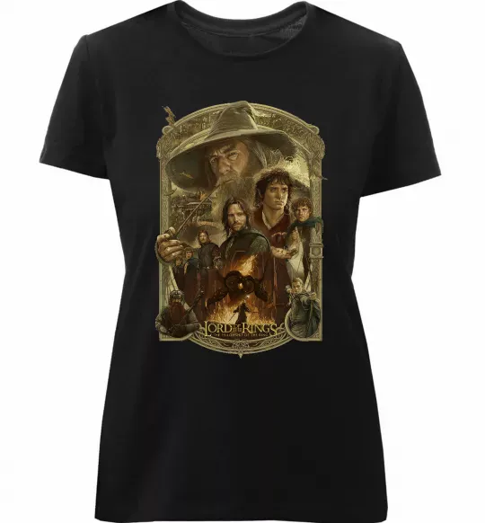 Женская премиум футболка The fellowship of the ring Черный фото