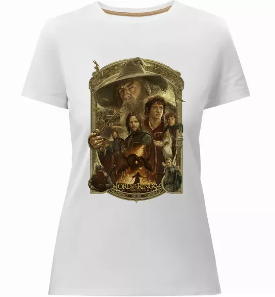 Женская премиум футболка The fellowship of the ring Белый фото