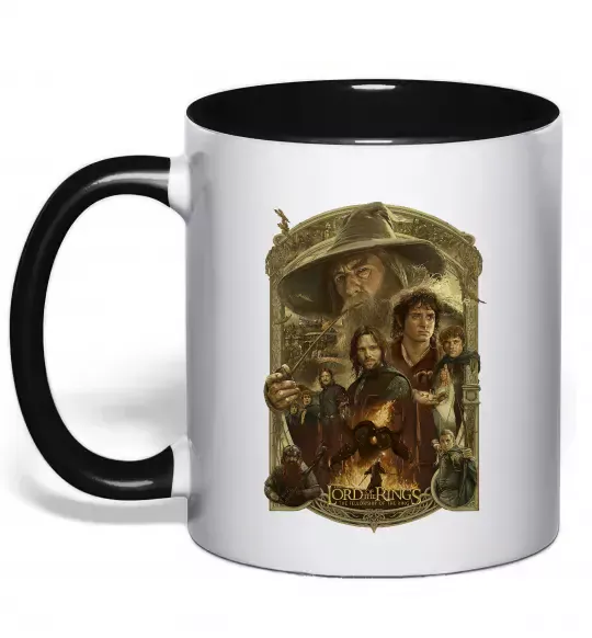 Чашка с цветной ручкой The fellowship of the ring Черный фото