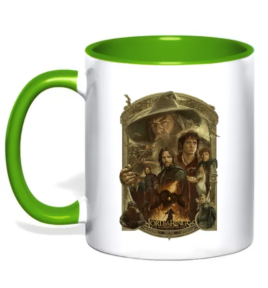 Чашка з кольоровою ручкою The fellowship of the ring Лаймовий фото