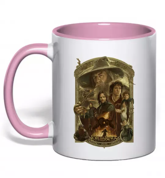 Чашка с цветной ручкой The fellowship of the ring Нежно розовый фото