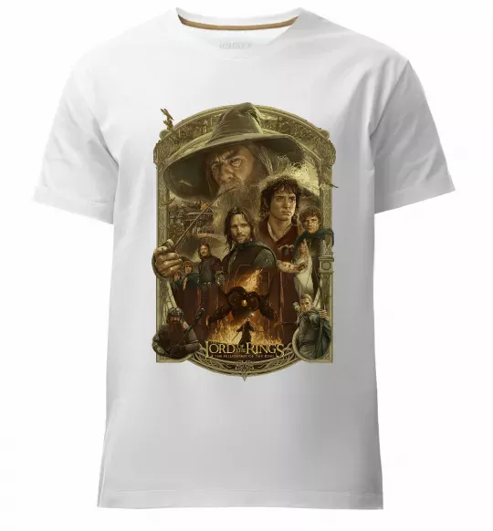 Мужская премиум футболка The fellowship of the ring Белый фото