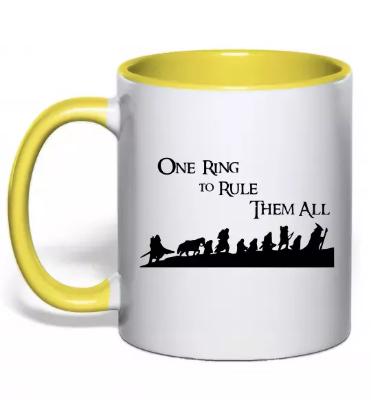 Чашка с цветной ручкой One ring Солнечно желтый фото