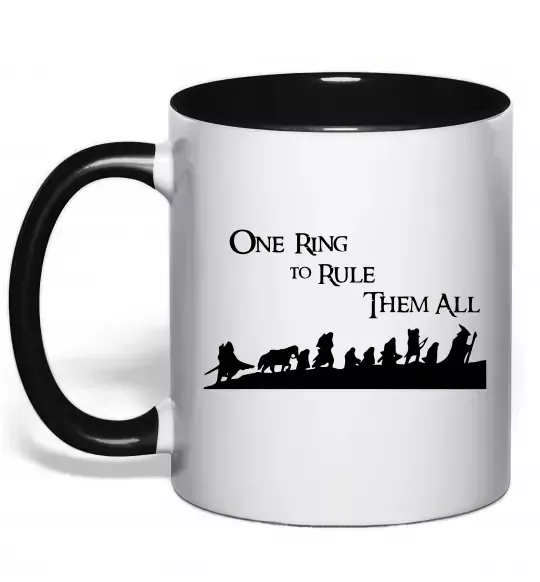 Чашка с цветной ручкой One ring Черный фото