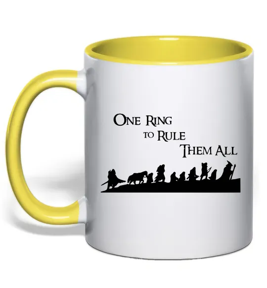 Чашка с цветной ручкой One ring Лимонный фото