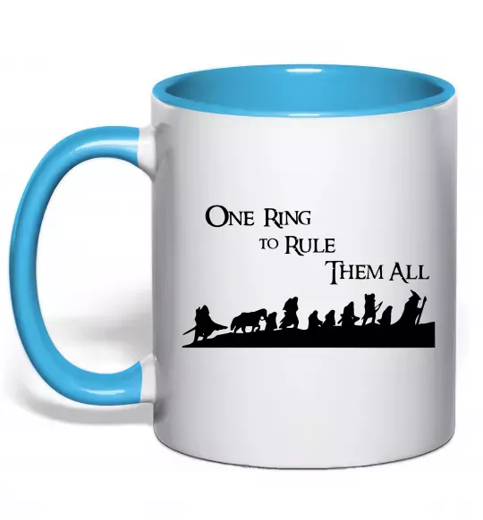 Чашка с цветной ручкой One ring Голубой фото