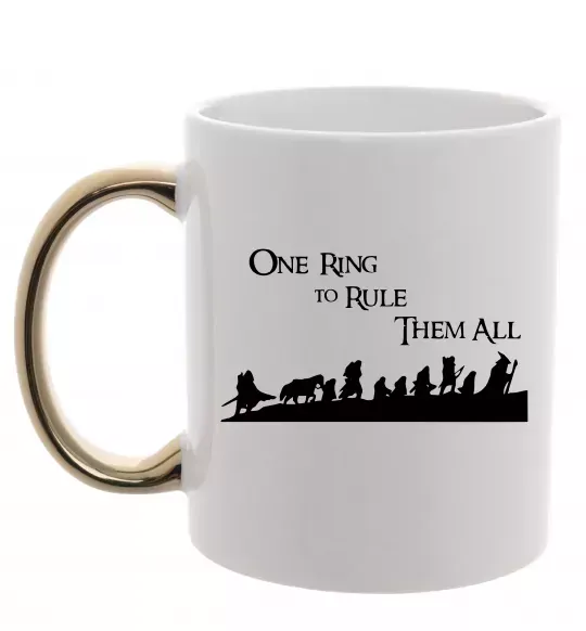 Чашка с цветной ручкой One ring Золото фото