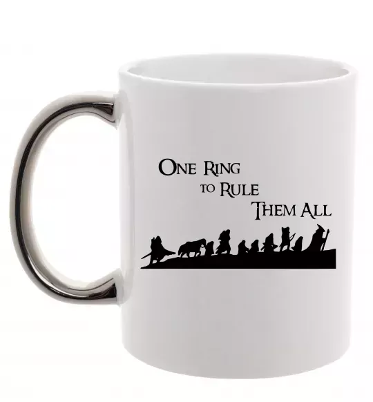 Чашка с цветной ручкой One ring Серебро фото