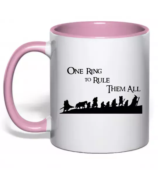 Чашка с цветной ручкой One ring Нежно розовый фото