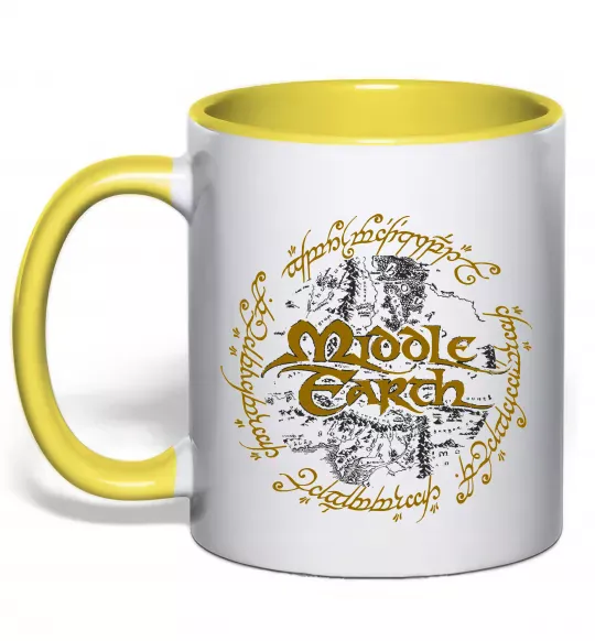 Чашка с цветной ручкой Middle Earth Солнечно желтый фото