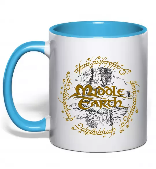 Чашка с цветной ручкой Middle Earth Голубой фото