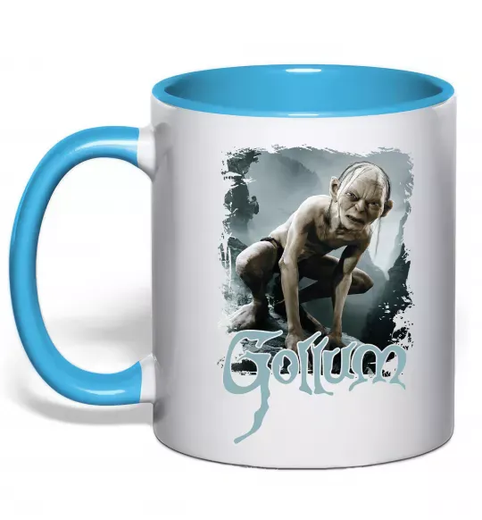 Чашка с цветной ручкой Gollum Голубой фото