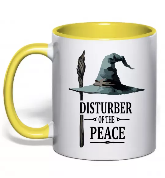Чашка з кольоровою ручкою Disturber of the peace Сонячно жовтий фото