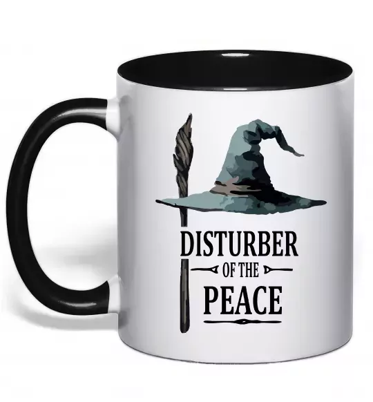 Чашка з кольоровою ручкою Disturber of the peace Чорний фото
