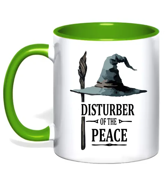 Чашка с цветной ручкой Disturber of the peace Лаймовый фото