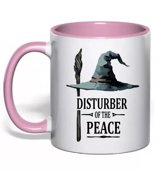 Чашка з кольоровою ручкою Disturber of the peace Ніжно рожевий фото