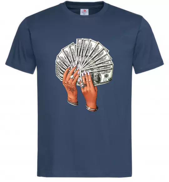 Чоловіча футболка Бакси в жіночих руках Темно-синій фото