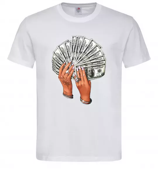 Чоловіча футболка Бакси в жіночих руках Білий фото