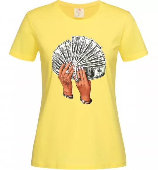 Жіноча футболка Бакси в жіночих руках Лимонний фото