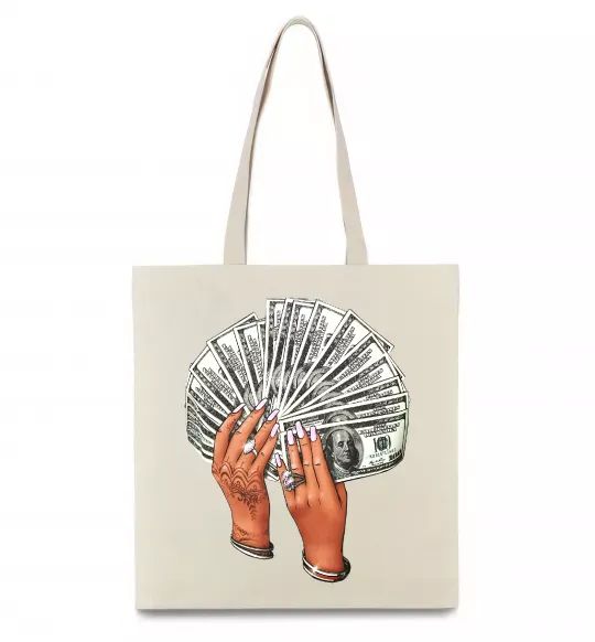 Еко-сумка Бакси в жіночих руках Бежевий фото