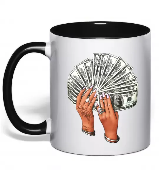 Чашка з кольоровою ручкою Бакси в жіночих руках Чорний фото