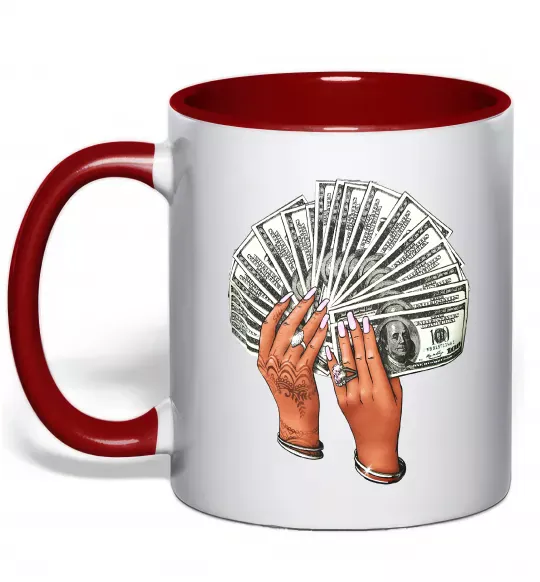 Чашка з кольоровою ручкою Бакси в жіночих руках Червоний фото