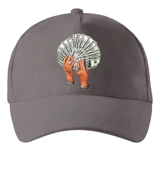 Кепка Бакси в жіночих руках Сірий фото