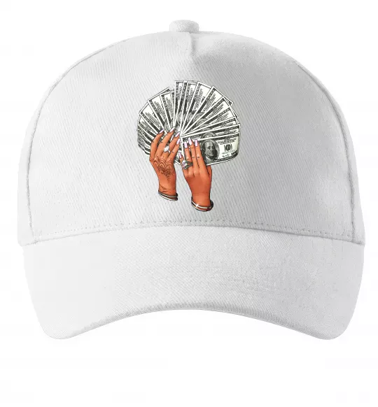 Кепка Бакси в жіночих руках Білий фото