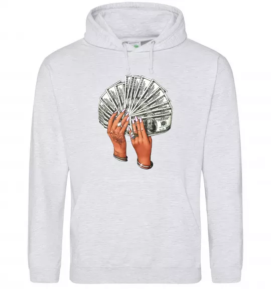 Жіноча толстовка (худі) Бакси в жіночих руках Сірий меланж фото