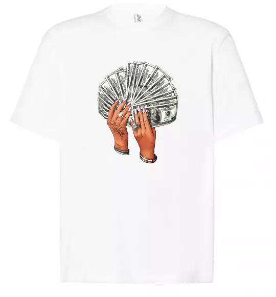 Футболка Оверсайз Бакси в жіночих руках Білий фото