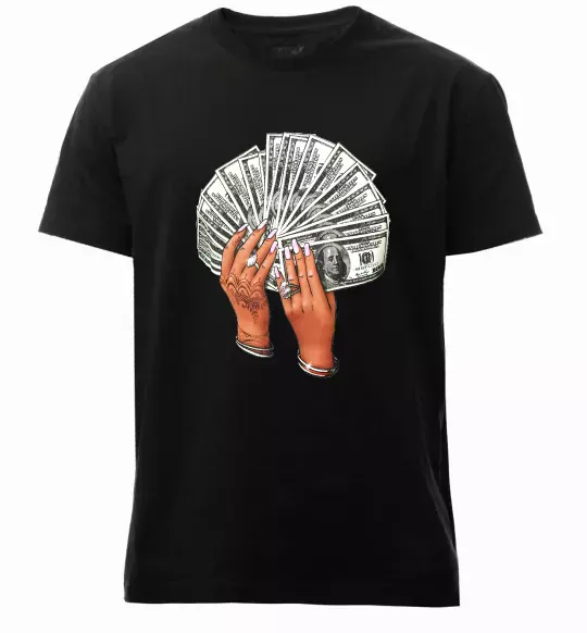 Чоловіча преміум футболка Бакси в жіночих руках Чорний фото