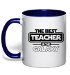 Чашка з кольоровою ручкою The best teacher in the Galaxy Глибокий темно-синій фото