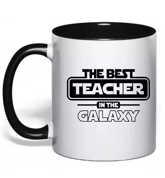 Чашка з кольоровою ручкою The best teacher in the Galaxy Чорний фото