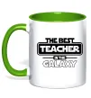 Чашка с цветной ручкой The best teacher in the Galaxy Лаймовый фото