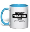 Чашка з кольоровою ручкою The best teacher in the Galaxy Блакитний фото