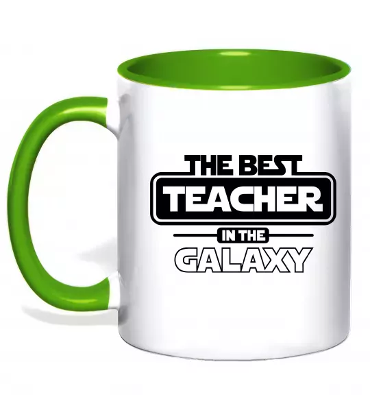 Чашка з кольоровою ручкою The best teacher in the Galaxy Зелений фото