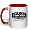 Чашка з кольоровою ручкою The best teacher in the Galaxy Червоний фото