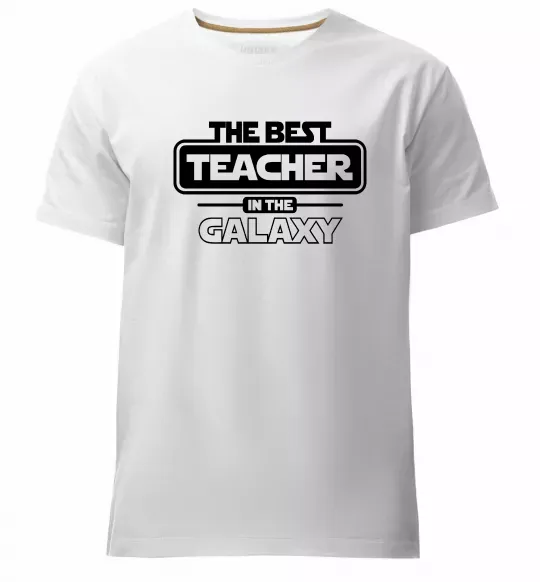 Мужская премиум футболка The best teacher in the Galaxy Белый фото