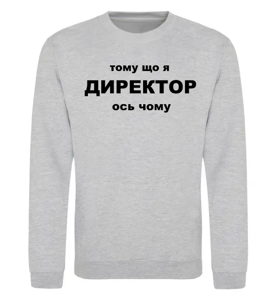 Свитшот Тому що я директор Серый меланж фото