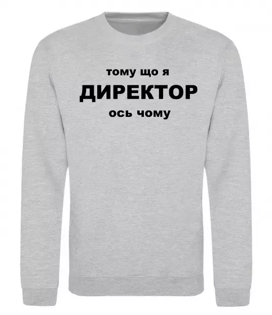 Світшот Тому що я директор Сірий меланж фото