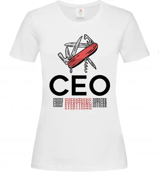 Жіноча футболка СЕО мультитул Білий фото