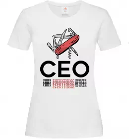 Жіноча футболка СЕО мультитул Білий фото