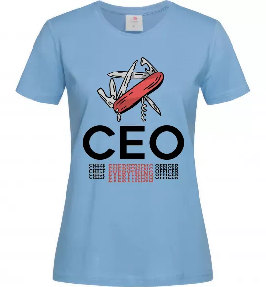 Жіноча футболка СЕО мультитул Блакитний фото