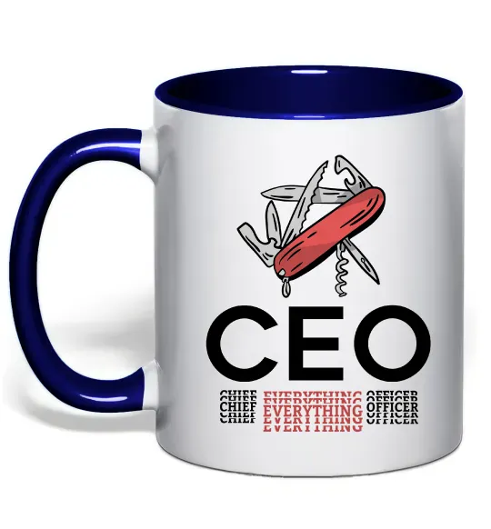 Чашка с цветной ручкой СЕО мультитул Глубокий темно-синий фото