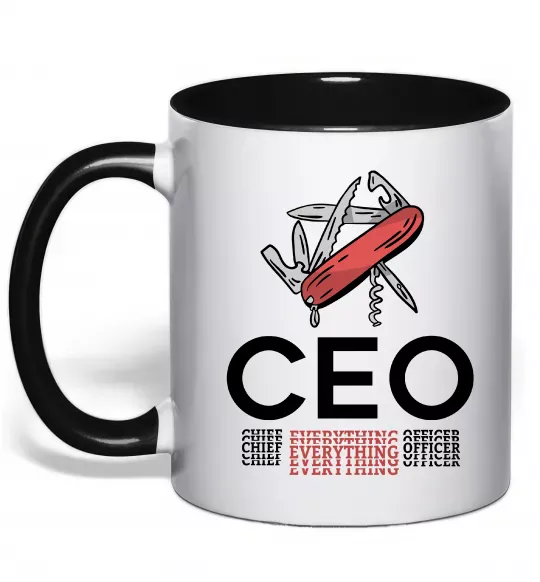 Чашка с цветной ручкой СЕО мультитул Черный фото