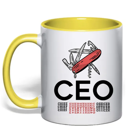 Чашка з кольоровою ручкою СЕО мультитул Лимонний фото