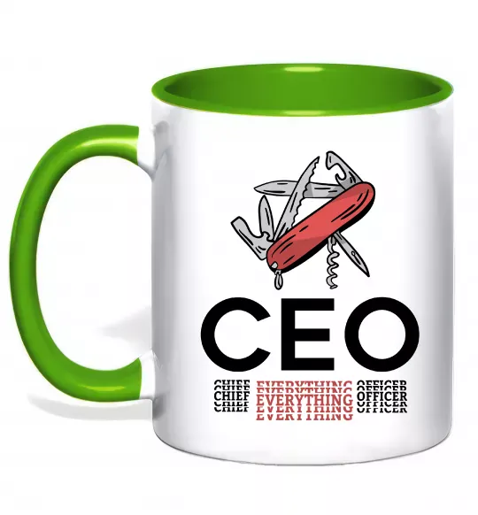 Чашка с цветной ручкой СЕО мультитул Зеленый фото