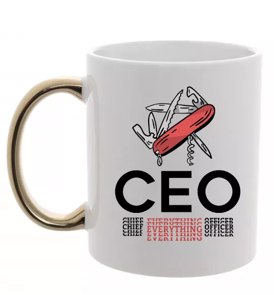 Чашка с цветной ручкой СЕО мультитул Золото фото