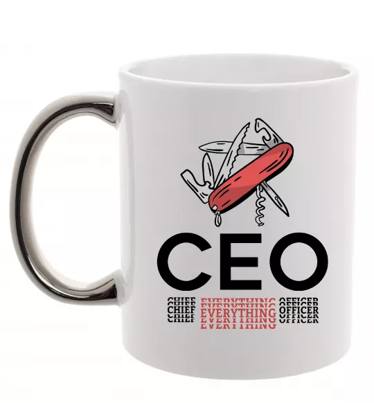 Чашка с цветной ручкой СЕО мультитул Серебро фото