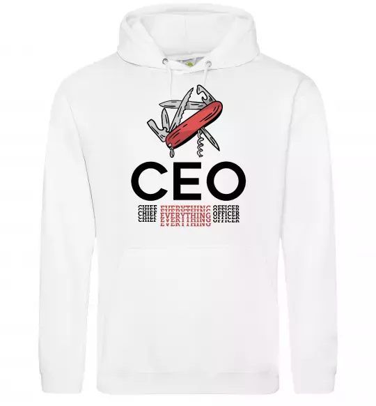 Мужская толстовка (худи) СЕО мультитул Белый фото